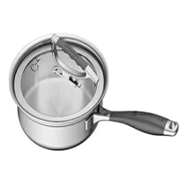 CandaceによるCookCraft | ガラスラッチ蓋付き8 "トリプルボンドステンレス鋼アルミニウムコア食器洗い機安全ソテーパキレット CookCraft by Candace | 8" Tri-Ply Bonded Stainless Steel Aluminum Core Dishwasher Safe Sauté Skillet with Glass