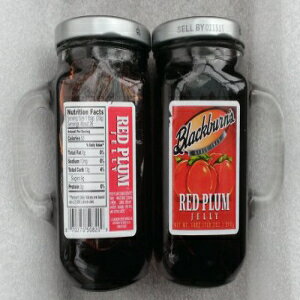 再利用可能なガラスカップに入ったブラックバーンのレッドプラムゼリー（2パック） Blackburn's Red Plum Jelly in Reusable Glass Cups (2 Pack)