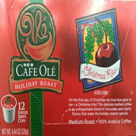 HEB Cafe Ole' Holiday Roast Single Serve Coffee Cups 12 Per Box - Medium Roast (Pack of 4 Boxes - 48 Cups) Select Flavor Below (Christmas Kiss - Blend of Chocolate & Cherry)