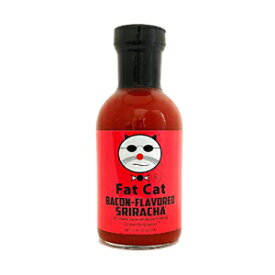 Fat Cat Gourmet - Bacon-Flavored Sriracha w/ Chili Garlic Sauce - Savory Bacon Flavor - Gluten Free, Vegan & Keto Friendly - Medium Heat - 12 FL OZ Glass Bottle (One)