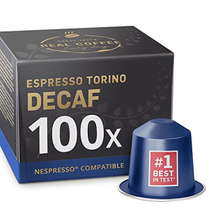 100カフェイン抜きのネスプレッソ互換カプセル-カフェイン抜きのエスプレッソトリノ REAL COFFEE GREAT TASTE. EVERY DAY 100 Decaf Nespresso Compatible Capsules Decaffeinated Espresso Torino