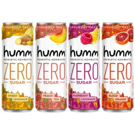 Humm Probiotic Kombucha Zero Sugar Variety Pack - No Refrigeration Needed, Keto-Friendly, Organic, Vegan, Gluten-Free - 11oz Cans (16 Pack)