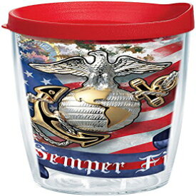 Tervis Marines Eagle and Anchor Tumbler with Wrap and Red Lid 16oz, Clear