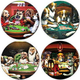Sterling Gaming Dogs Playing Poker Set Glass drink coaster, Clear
