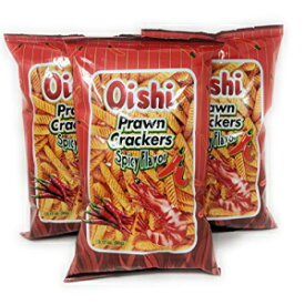 大石えびせんべい ピリ辛味 90g 3枚入 Oishi Prawn Crackers Spicy Flavor 90g, 3 Pack