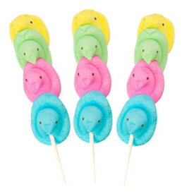 レインボーマシュマロイースターピープスキャンディーチックスオンスティックロリポップ、3パック Rainbow Marshmallow Easter Peeps Candy Chicks on a Stick Lollipop, Pack of 3