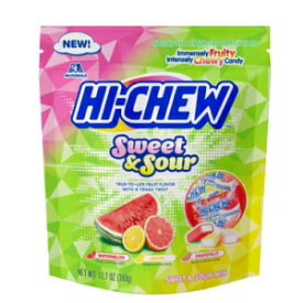 Hi-Chew Chewy Fruit Candies SWEET & SOUR Mix Flavors Stand-Up Bag 12.7 Oz. with Adorable Storage Bag Clip (Sweet & Sour Mix (Watermelon, Lemon, Grapefruit))