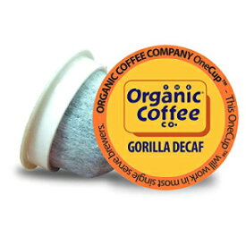 Organic Coffee Co. OneCUP Gorilla DECAF 12 ct 天然水処理ミディアムライトロースト堆肥化可能なコーヒーポッド、K カップ互換 (キューリグ 2.0 を含む) Organic Coffee Co. OneCUP Gorilla DECAF 12 Ct Natural Water Processed Medium Light