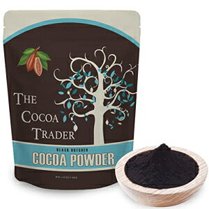 The Cocoa Trader Dutch Processed Black Cocoa Powder (1lb) - Made with 100% Authentic Cacao Beans - Unsweetened Cocoa Powder - Natural Coloring Agent - Great for Baked Goods, Coffee, Smoothies & Shakes