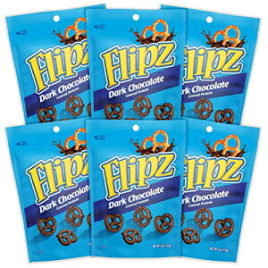 Flipz Dark Chocolate Covered Pretzels (4oz) | Pack of 6 | Perfect Sweet, Salty, & Crunchy Snack For Adults And Kids | Resealable Bag | Delicious Oven Baked Treat