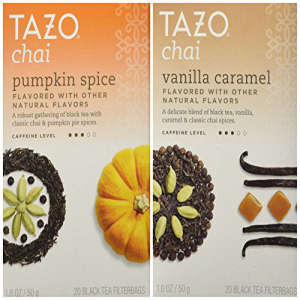 Tazo Chai Tea Holiday Bundle - 2 Items (Tazo Chai Pumpkin Spice Tea and Tazo Chai Vanilla Caramel Tea)