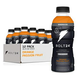 BOLT24 Energize + Caffeine, Advanced Electrolyte Drink Fueled by Gatorade, Vitamin A&C, 75mg Caffeine, Orange Passionfruit, No Artificial Sweeteners or Flavors, Great for Athletes, 16.9 Fl Oz, 12 Pack