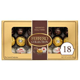 Ferrero Rocher Collection、ファインヘーゼルナッツミルクチョコレート、18個、ギフトボックス、ココナッツキャンディーとチョコレートの詰め合わせ、ホリデーエンターテイメントに最適、6.8オンス Ferrero Rocher Collection, Fine Hazelnut Milk Chocolates,