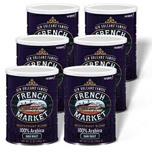 t`}[PbgR[q[AXguhA_[N[XgOEhR[q[A12IX^ʁi6pbNj French Market Coffee, Restaurant Blend, Dark Roast Ground Coffee, 12 Ounce Metal Can (Pack