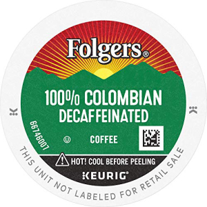 Folgers 100% Colombian Coffee Keurig K-Cup Pods, Medium Roast Decaf, 72 Count