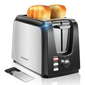 Aigostar Toaster 2 Slice Wide Slots Best Rated Prime Toasters, Compact Stainless Steel Bread Toaster with Reheat/Defrost/Cancel Functions, 7-Shade Control & Removable Crumb Tray, Black, UL Certificated