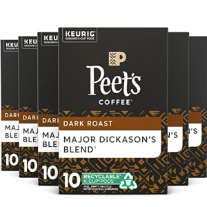 Peet's Coffee Peet’s Coffee, Major Dickason's Blend - Dark Roast Coffee - 60 K-Cup Pods for Keurig Brewers (6 Boxes of 10 K-Cup Pods)