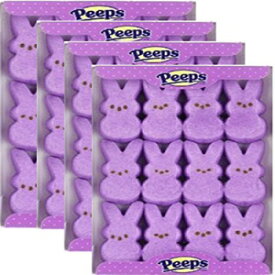 マシュマロピープスパープルラベンダーイースターバニー、4パック Just Born Marshmallow Peeps Purple Lavender Easter Bunnies, 4 Packs