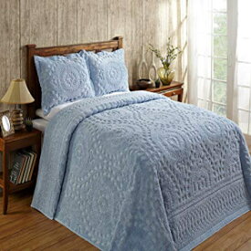 Better Trends Rio Collection is super soft and light weight in Floral Design 100 Percent Cotton Tufted Unique Luxurious Machine Washable Tumble Dry, Full/Double Bedspread, Blue