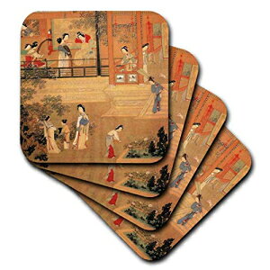 3dRose CST_212617_3̃Z~bN^CR[X^[̋{aɂ钆l̃vgAi4Zbgj 3dRose CST_212617_3 Print of Chinese Ladies in Palace in Ming Dynasty Ceramic Tile Coasters, (Set of 4)