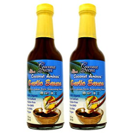 Coconut Secret ココナッツアミノガーリックソース、低ナトリウム大豆フリー調味料ソース、低血糖 - オーガニック、10液量オンス、2パック Coconut Secret Coconut Aminos Garlic Sauce,Low Sodium Soy-Free Seasoning Sauce, Low-Glycemic - Organic,