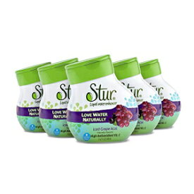 Stur -グレープアサイー、天然水エンハンサー、(5ボトル、100種類のフレーバーウォーターが作れます) - シュガーフリー、ゼロカロリー、コーシャー、ステビアで甘みを加えた液体ドリンクミックス、1.62液量オンス(5本パック) Stur -Grape Acai, Natural Water