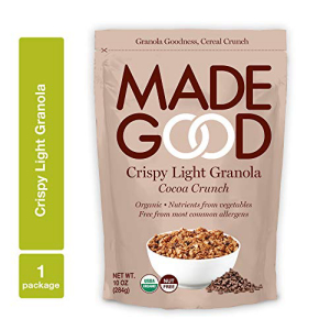 Made Good Crispy Light Granola NutFree Gluten Free, Allergy Friendly, USDA Certified Organic Ingredients, Vegan, NonGMO Nutrients from a Full Serving of Vegetables, Cocoa Crunch, 10 Ounce(pack of 1)