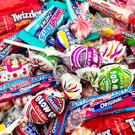CRAZYOUTLET Party Fruit Candy Assortment TWIZZLERZ, Smarties, Gobstoper, Sweetarts, Blow Pops Lollipops, Bulk Pack 3 Lbs