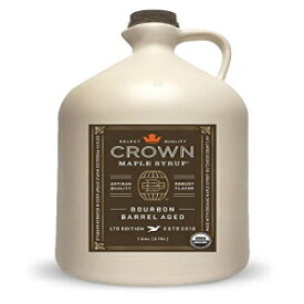 クラウン メープル オーガニック グレード A メープル シロップ、バーボンバレル熟成、128 オンス Crown Maple Organic Grade A Maple Syrup, Bourbon Barrel Aged, 128 Ounce