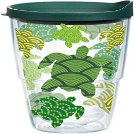 Tervis Turtle Pattern Insulated Tumbler with Wrap and Hunter Green Lid, 24oz, Clear