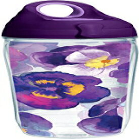 Tervis Watercolor Pansy Tumbler with Wrap and Purple Lid 24oz Water Bottle, Clear