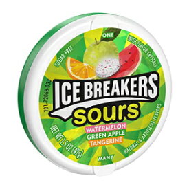 Ice Breakers Mints ICE BREAKERS Sours Watermelon, Green Apple and Tangerine Flavored Breath Mints, Sugar Free, 1.5 oz Tin