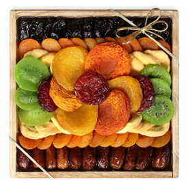 Milliard Dried Fruit Gift Platter Basket Arrangement Nut Free on Wood Tray for Occasions including New Years, Valentines Day, Mothers Day and Holiday, Kosher Certified - 25 Ounce Assortment