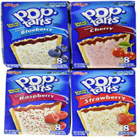 ポップタルトバラエティパック、フロストフルーツフレーバー: ストロベリー、ブルーベリー、チェリー、ラズベリー。4～8カウントボックスのバンドル、各フレーバー1個。素晴らしいケアパッケージまたはギフト Pop Tarts Variety Pack, Frosted FRUIT Flavors: St