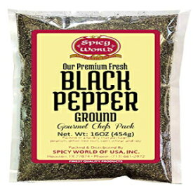 挽いた黒胡椒パウダー 16 オンス (1 ポンド) バッグ - テーブルグラインド - Spicy World Ground Black Pepper Powder 16 Ounce (1 Pound) Bag - Table Grind - by Spicy World