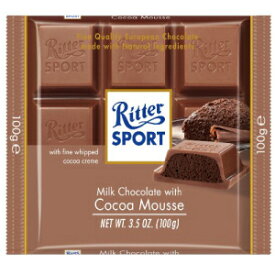 リッタースポーツミルクチョコレートとココアムース、3.5オンス（11パック） Ritter Sport Milk Chocolate with Cocoa Mousse, 3.5-Ounce (Pack of 11)