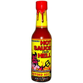 ハバネロ スパイシー ホット ソース フロム ヘル - 5 オンス - バッファローウィング、ステーキ、チリ用のプレミアムグルメスパイシーホットハバネロソース - 警告 - 勇気があるなら試してみてください！ Habanero Spicy Hot Sauce From Hell - 5 oz.