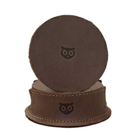 Hide & Drink, Durable Thick Leather Owl Coasters (6-Pack) Wood Furniture, Coffee & Kitchen Table, Stain Protection, Home & Office Essentials Handmade :: Bourbon Brown