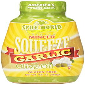 スパイスワールド プレミアムみじん切りガーリック オリーブオイル入り (グルテンフリー) 9.5オンス Spice World Premium Minced Garlic with Olive Oil (Glutten Free) 9.5 Oz