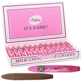 THE MADELAINE CHOCOLATE COMPANY Madelaine Premium Milk Chocolate Cigars - It's a Girl Baby Shower Favors Gift Box - Individually Wrapped In Pink Italian Foils (1 Pack, 24 Cigars Box)
