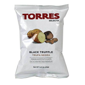 Torres - 黒トリュフ ポテトチップス、1.41 オンス (40 g) (3 パック) | 軽くてサクサク、大胆な風味 | 食物に敏感な人に最適なスナック | スペインから輸入 Torres - Black Truffle Potato Chips, 1.41oz (40g) (3-PACK) | Light an