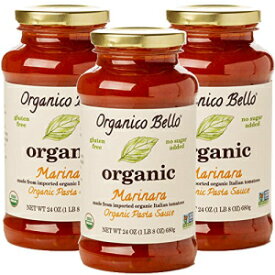 Organico Bello - オーガニックグルメパスタソース - マリナラ - 24 オンス - 非遺伝子組み換え、丸ごと 30 承認、グルテンフリー、3 個パック Organico Bello - Organic Gourmet Pasta Sauce - Marinara - 24 Oz - Non GMO, Whole 30 Appro