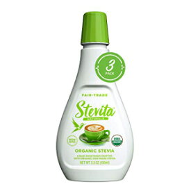 Stevita オーガニック液体ステビア - 3.3 オンス、3 個パック - 全天然甘味料、カロリーゼロ - USDA オーガニック、非遺伝子組み換え、ビーガン、コーシャー、ケト、パレオ、グルテンフリー - 合計 1500 回分 Stevita Organic Liquid Stevia - 3.3 oz,