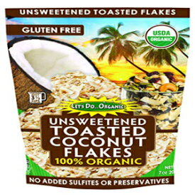 Let's Do オーガニック無糖トーストココナッツフレーク、7オンス（12個パック） Let's Do Organic Unsweetened Toasted Coconut Flakes, 7 Ounce (Pack of 12)