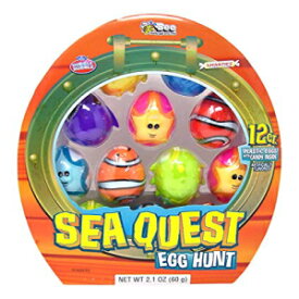 Sea Quest 魚の形のキャンディー入りイースターエッグ、スマーティーとダブルバブルガム付きイースターバスケットの詰め物、12個、2.1オンス Sea Quest Fish Shaped Candy Filled Easter Eggs with Smarties and Dubble Bubble Gum Easter Basket Stuffer