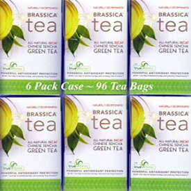 Brassica Tea デカフェ煎茶緑茶、Truebroc 入り、6 箱 (合計 96 ティーバッグ) Brassica Tea Decaf Sencha Green Tea with Truebroc, 6 boxes (96 Total Tea Bags)