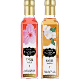 Floral Elixir Co. オレンジ ブロッサム & チェリー ブロッサム エリクサー - カクテルとソーダ用シロップ (2 x 8.5 オンス) Floral Elixir Co. Orange Blossom & Cherry Blossom Elixirs - Syrups for Cocktails & Sodas (2 x 8.5 o