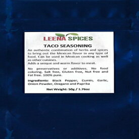 LEENA SPICES-タコス調味料ミックス-メキシコ料理のスパイス-塩やナトリウムなし-オリジナルの新鮮な伝統的なプレミアムと純粋な成分の単純なブレンド–ナチュラルスパイシーグルメ LEENA SPICES - Taco Seasoning Mix - Spice For Mexican Food - No Salt O