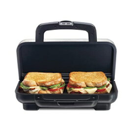 Proctor Silex Deluxeホットサンドイッチメーカー、焦げ付き防止プレート、ステンレス鋼（25415） Proctor Silex Deluxe Hot Sandwich Maker, Nonstick Plates, Stainless Steel (25415)