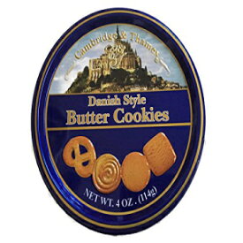 ケンブリッジ＆テムズ デンマーク風バタークッキー 4オンス ミニ缶 (1缶) Cambridge & Thames Danish Style Butter Cookies 4 Oz Mini Tin (1 Tin)